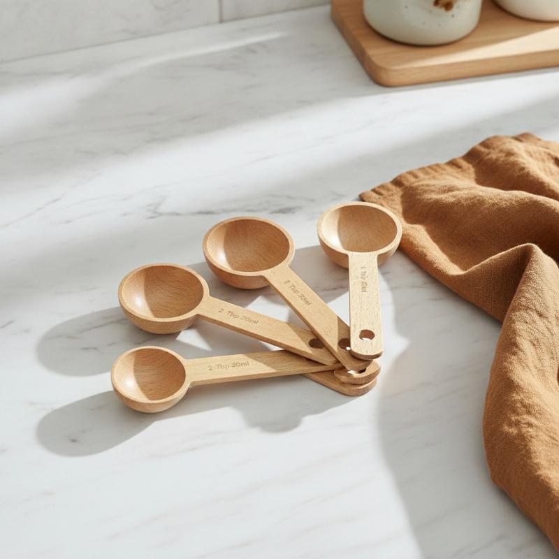 Kitchen Gadgets For Chefs - Wooden Measuring Spoon 7.5-45ML Portable Beech